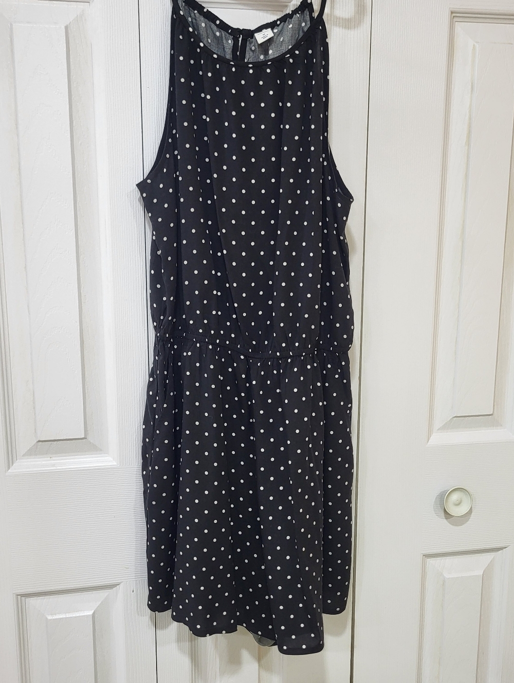 Old Navy Size M Womens Black Polka Dot Tank Romper Sleeveless Summer Beach Dress